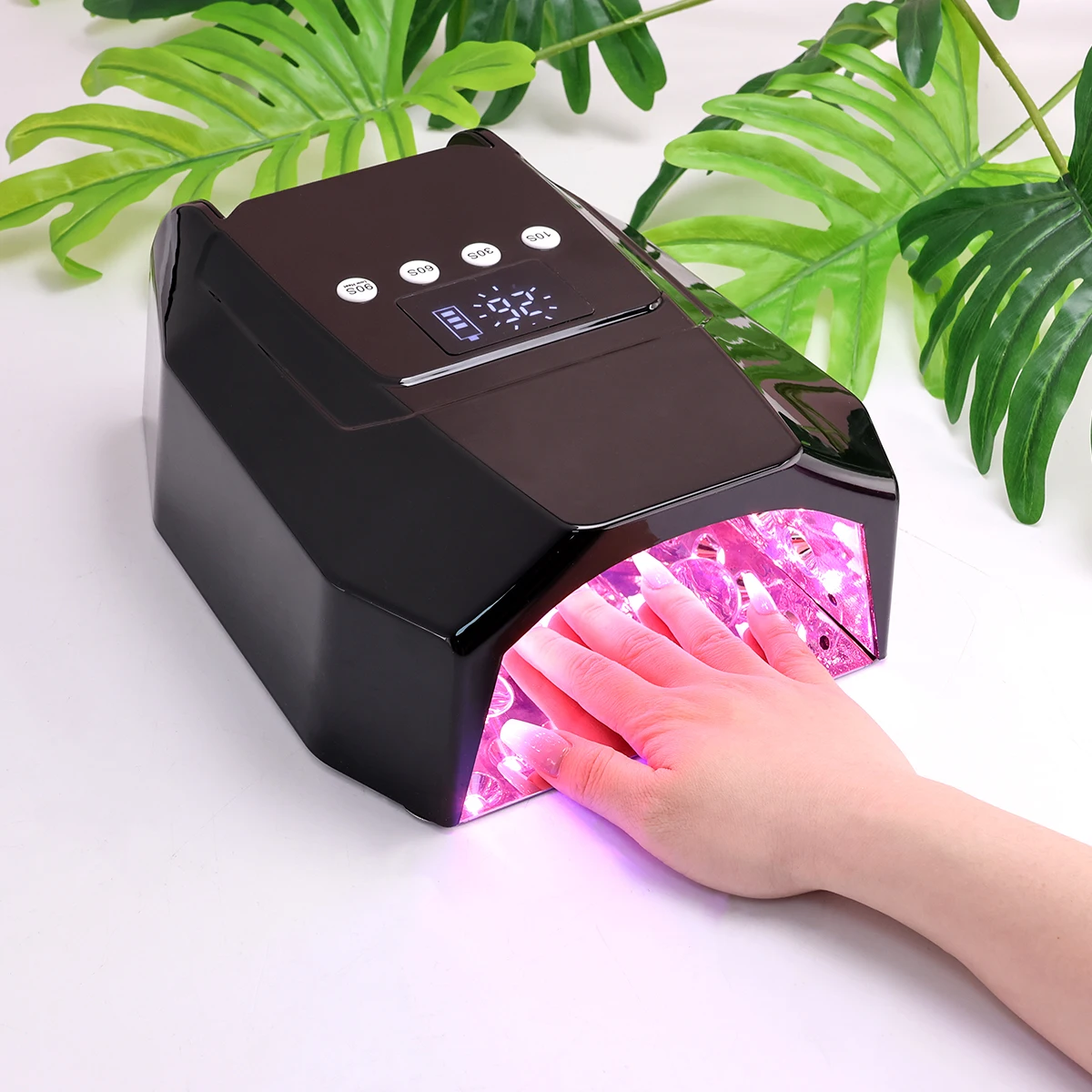 プロの充電式コードレスランプ,UV LEDネイルドライヤー,ジェルポリッシュ硬化用,強力なピンクのライトマシン,98W