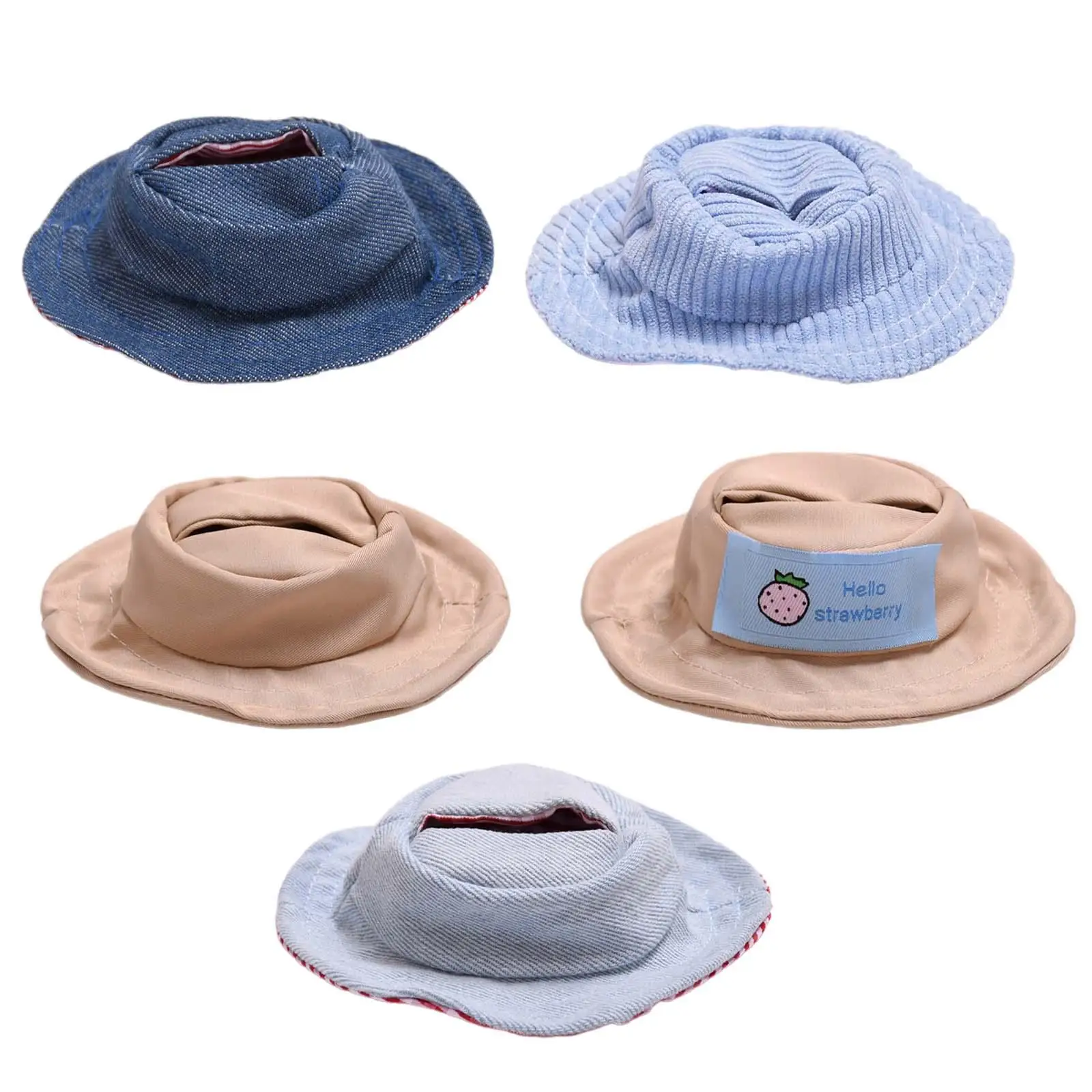 

Plush Figure Wide Brim Hat Girl Doll Bucket Hat Educational for Kids Birthday Gift Clothing Headgear Dress up for 17cm Dolls