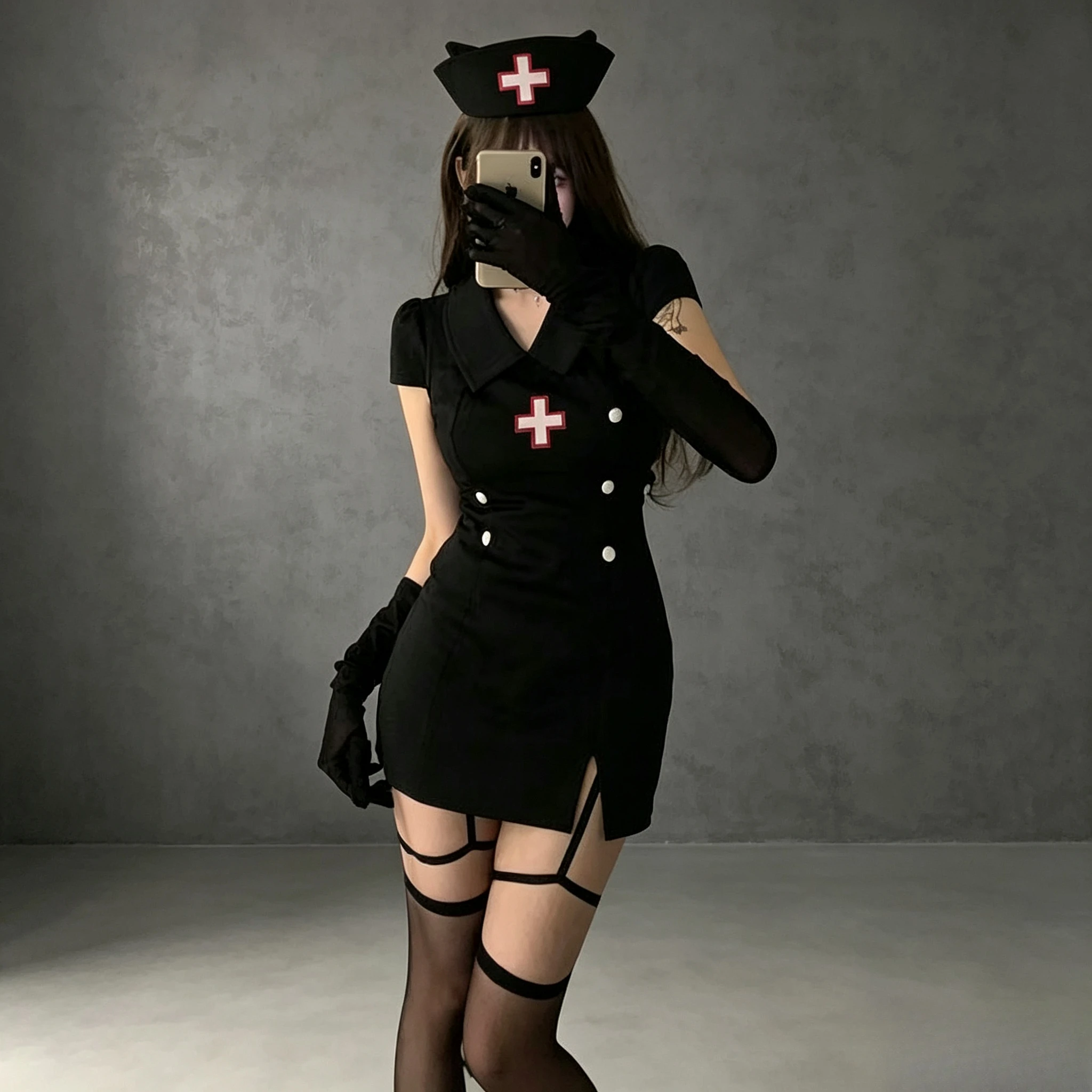 Damen Halloween Teufel Krankenschwester Uniform Set Heißes Dienstmädchen Arzt Cosplay Outfit Sexy Party Rollenspiel Bühnenkostüm