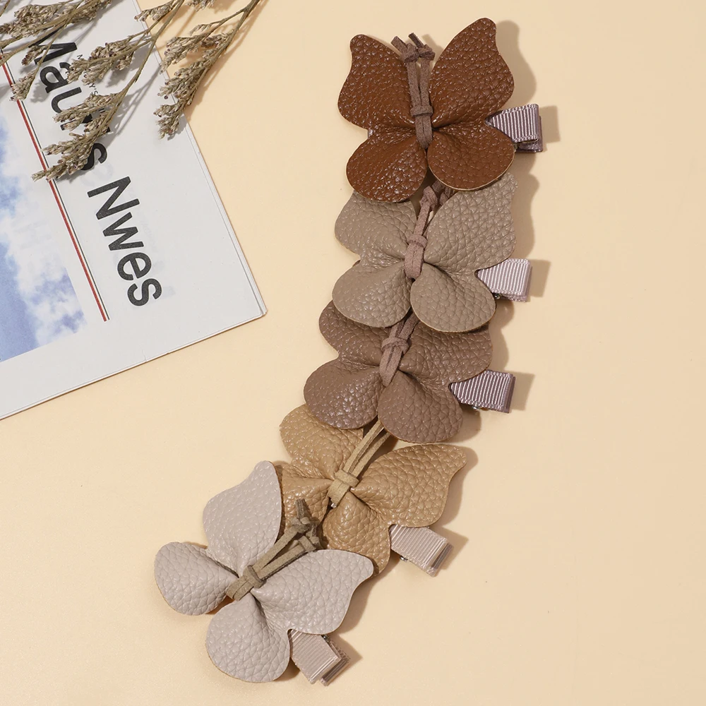 10 pcs Butterfly Hair Clips for Girls Women Toddler Baby Leather Bows With Fully Lined Alligator Clips Handmade Hair Accessories