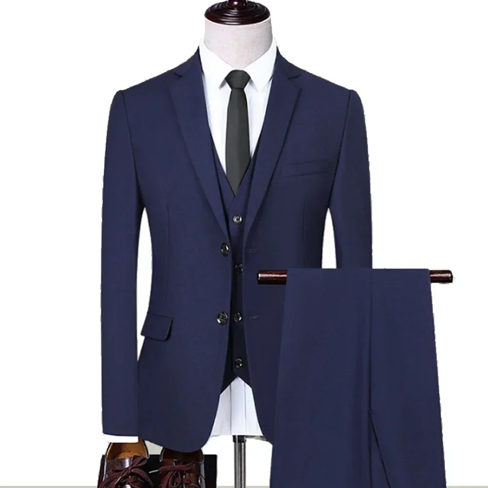 Ternos masculinos casamento de alta qualidade 3 peças elegante 2 conjunto blazers jaquetas colete calças luxo clássico 2024 roupas formais