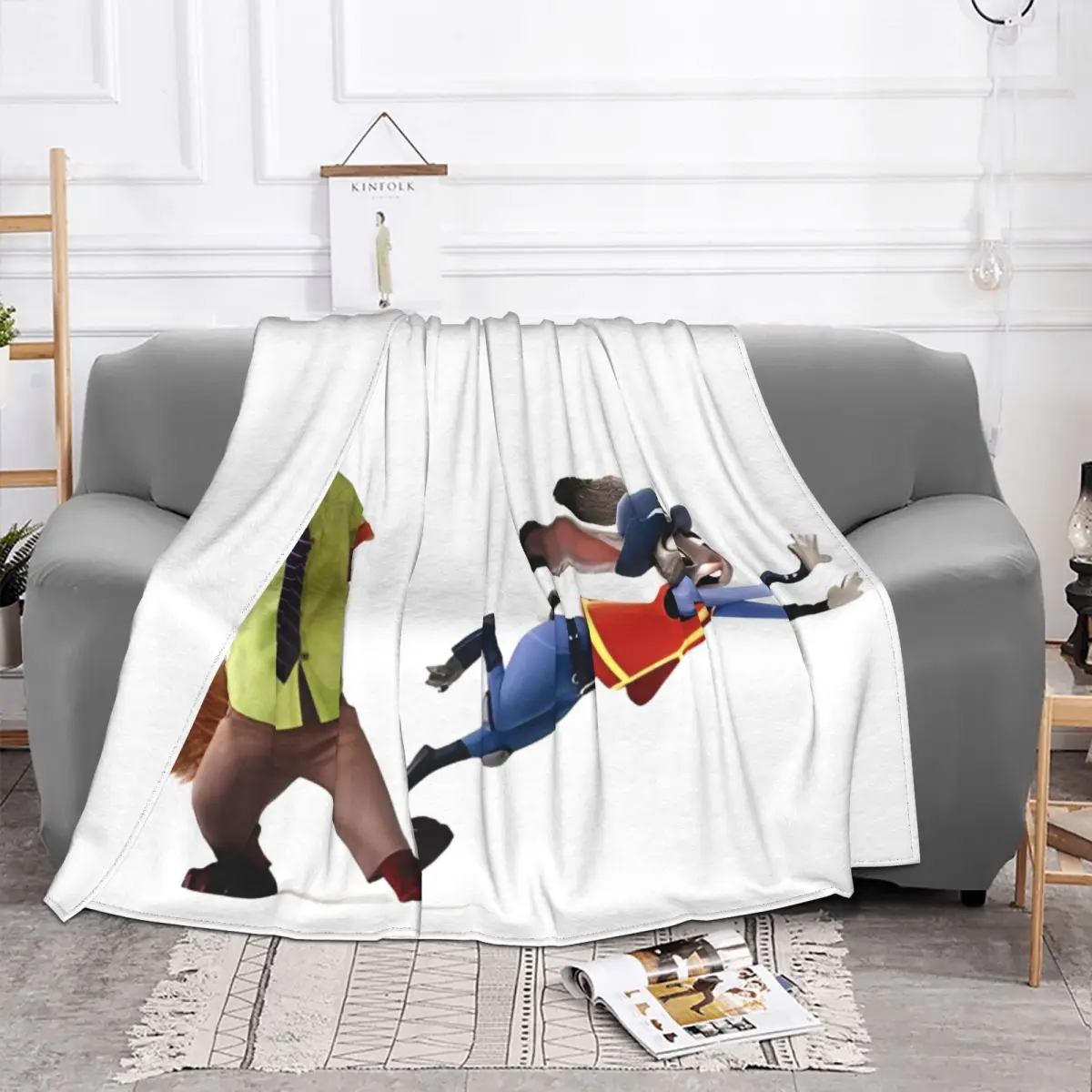 Zootopia Judy And Nick Wilde Blankets Cartoon Wool Vintage Soft Throw Blanket for Chair Covering Sofa Autumn/Winter