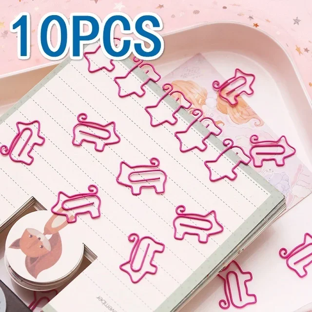 

10PCS Pig Animal Pink Bookmark Paper Clip School Office Supply Escolar Papelaria Gift Stationery Binder Clips Accessoire