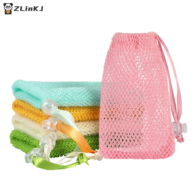 1/5 Uds bolsas de ahorro de jabón bolsa barra abundante bolsas de jabón de espuma de burbujas bolsas de malla de jabón exfoliantes para bolsillo de soporte de jabón de ducha