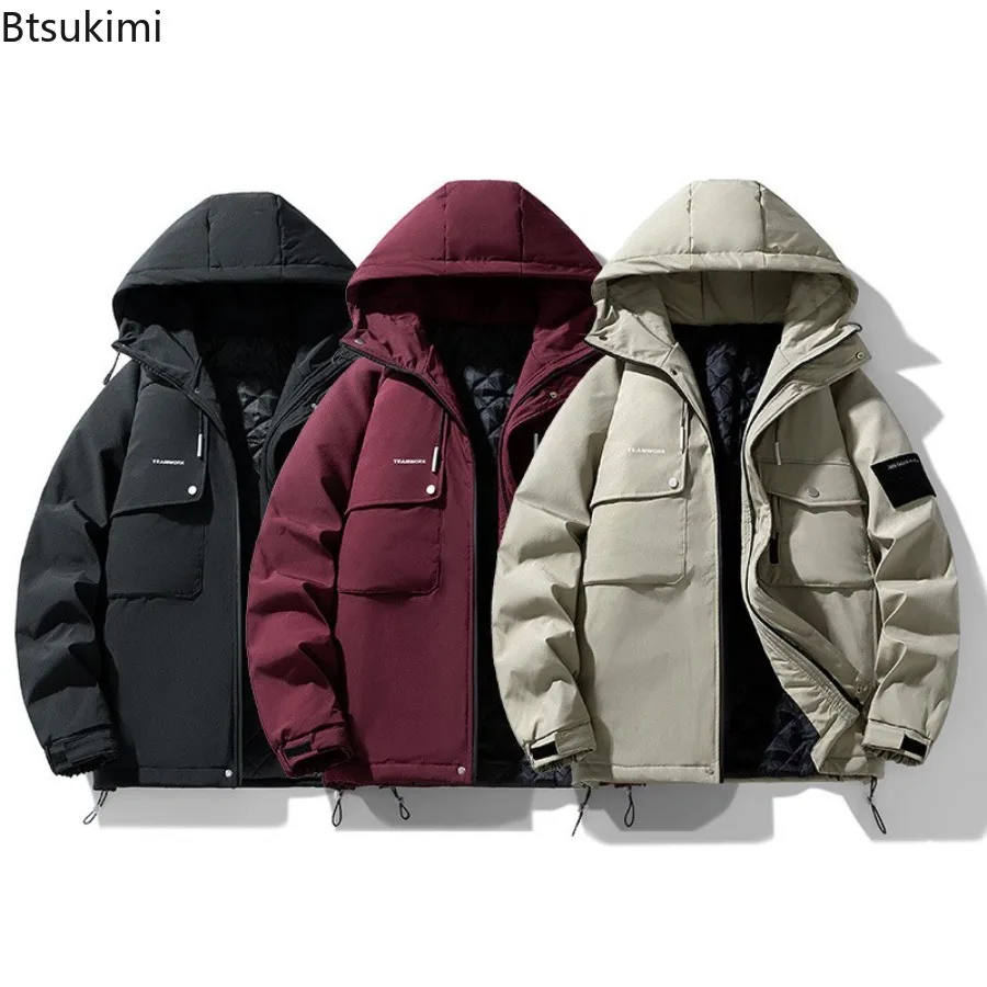 New Men's Winter Cotton-padded Jackets Korean Style Multi-Pockets Hooded Windbreak Jackets Male Warm Casual Parkas Oversized 8XL