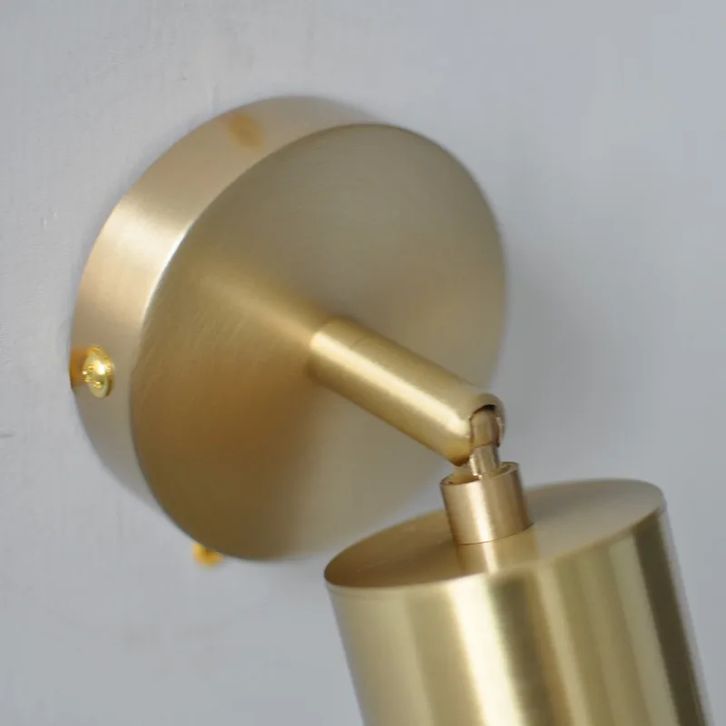 Vintage All-copper LED Wall Lamp Rotatable Bedroom Bedside Wall Light Retro Indoor Adjustable Angle Brass Mini Reading Spotlight