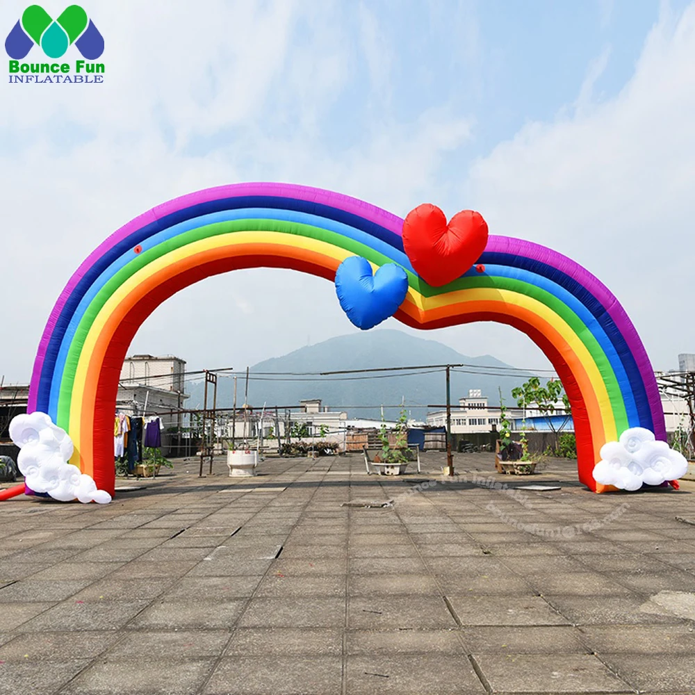 Party Decoration 10m Inflatable Arch Colorful Events Supply Outdoor Exhibition Rainbow Wedding Opening Ceremony Advertising Tool