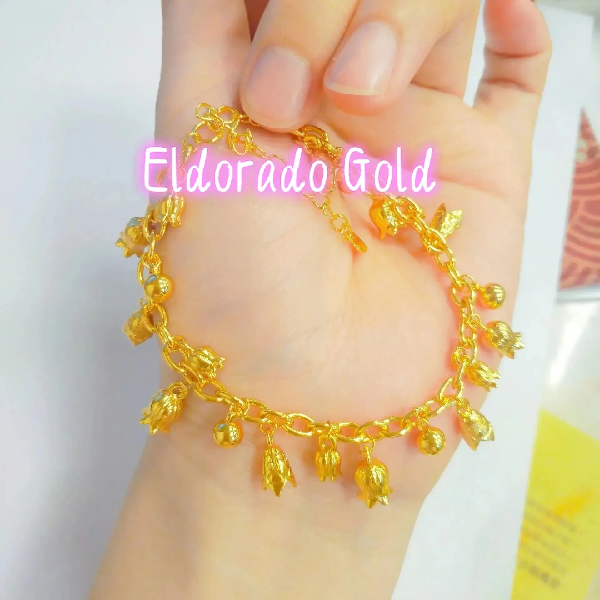 Eldorado Gold  Eldorado Gold  Eldorado Eldorado Women's 24K (AU999) Luxury Lily Of The Valley Bracelet | Gradient Matte Lily, Ha