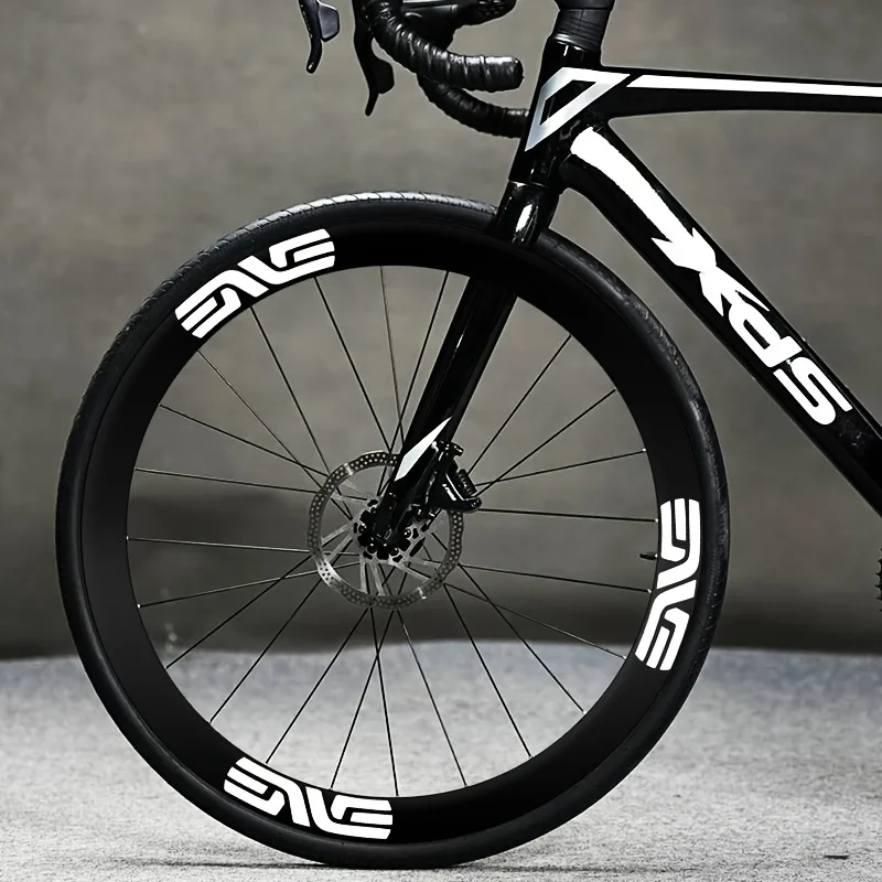 

14PCS A set of 12PCS hub stickers + 2PCS frame stickers, bicycle rims + handlebar stickers, white wheel hub concealer new