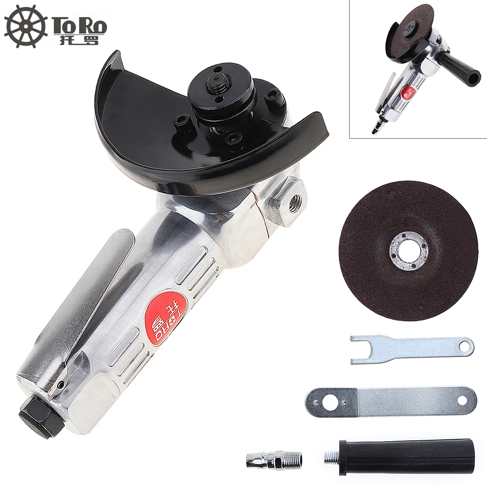 TORO 4 Inch Pneumatic Angle Grinder High Speed Air Grinding Tool with Disc Polished Piece and PVC Handle for Polished /Cutting