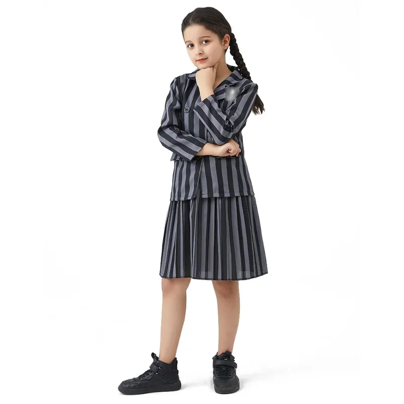 Wednesday Addams Cosplay Costumes Girl Birthday Party Wednesday Nevermore School Uniform Halloween Party Clothes Suit And Skirt