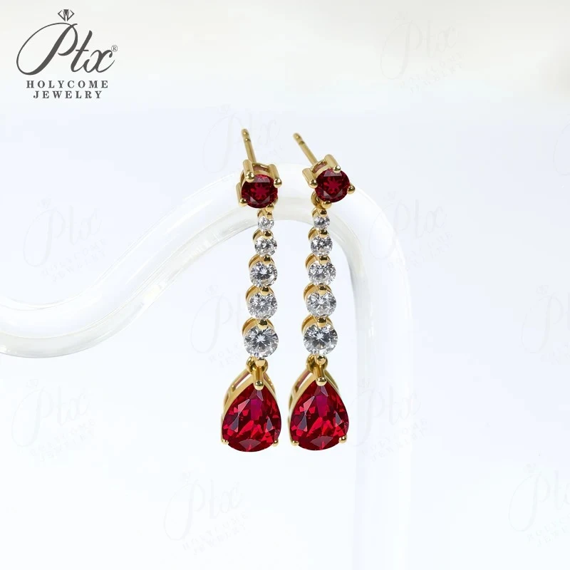 

Earrings Lab Grown Gemstones Pear Shape Water Drop 925 Silver Anniversary Birthday Gift Hypoallergenic No Fade Jewelry for Woman