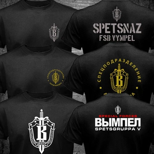 تي شيرت عسكري جديد من القوات الخاصة الروسية Spetsnaz Spets Gruppa V Vympel Group الفاخرة الراقية لكل من الرجال والنساء Y2k