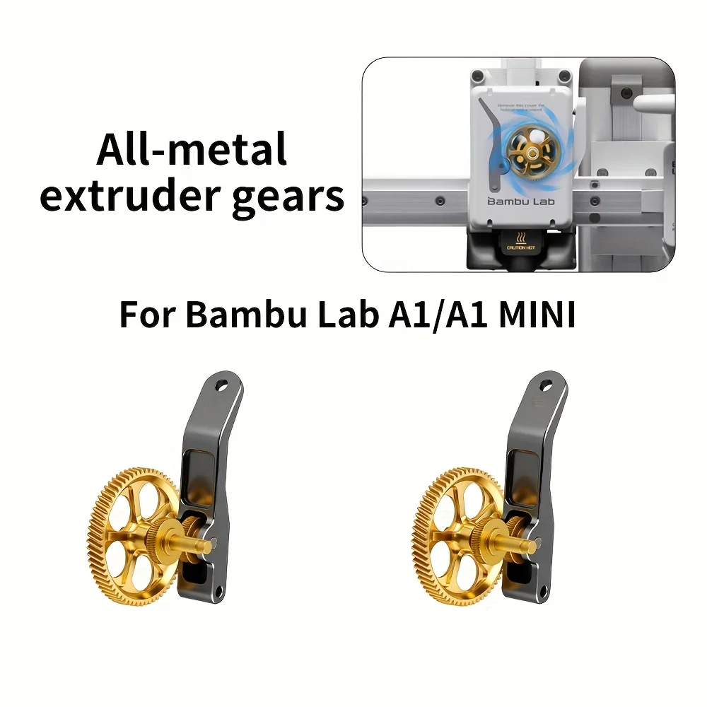 Full Metal Upgrade for Bambu Lab A1/A1mini Extruder Brass Hardened Steel Helical Gear Hardened steel helical gear handle kit DLC