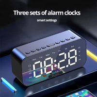 Large LED Mirror Screen Digital Alarm Clock With Bluetooth Speaker FM Radio Phone Holder Temperature for Home Bedroom Office