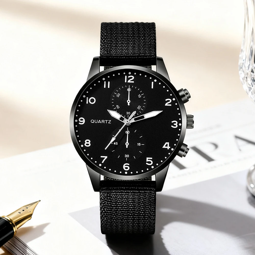 1pc Men's New Watch Canvas Strap Handsome Surface Best Choice for Festival Gifts