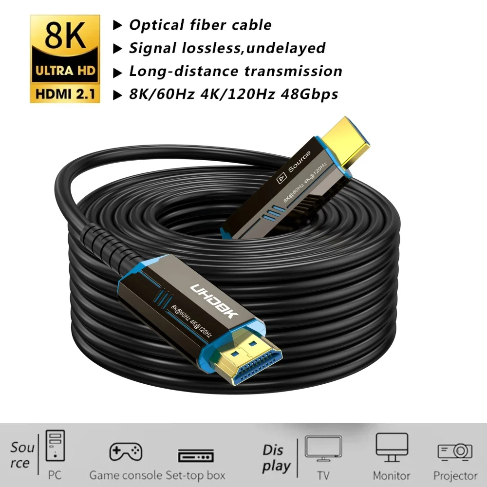 8K 60Hz HDMI 2.1 Fiber Optical Cable 4K 120Hz Ultra High Speed 48Gbps HDR EARC 3D HDCP 10M 15M 20M 30M 50M For TV Projector PS5