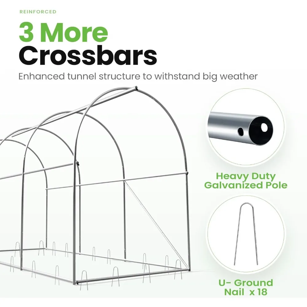 Grande serra walk-in per esterni in acciaio zincato resistente, 10x6,6x6,6FT, porta in rete, finestra dello schermo, qualità premium