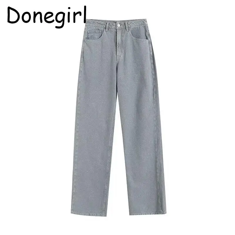 

Donegirl 2024 New Spring Autumn Women Straight Leg Jeans Solid Casual Simple Loose Long Pants Versatile Trousers Female Chic