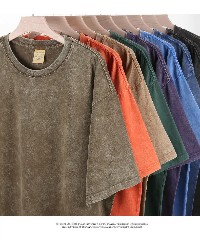 تي شيرت رجالي برسومات حمض الغسيل ملابس كاجوال بأكمام قصيرة للرجال #3