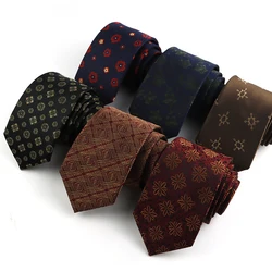 Lovely Polyester Necktie Red Dog Brown Feathers Pattern Tie For Men's Wedding Party Daily Wear Shirt Suit Decoration Accessory