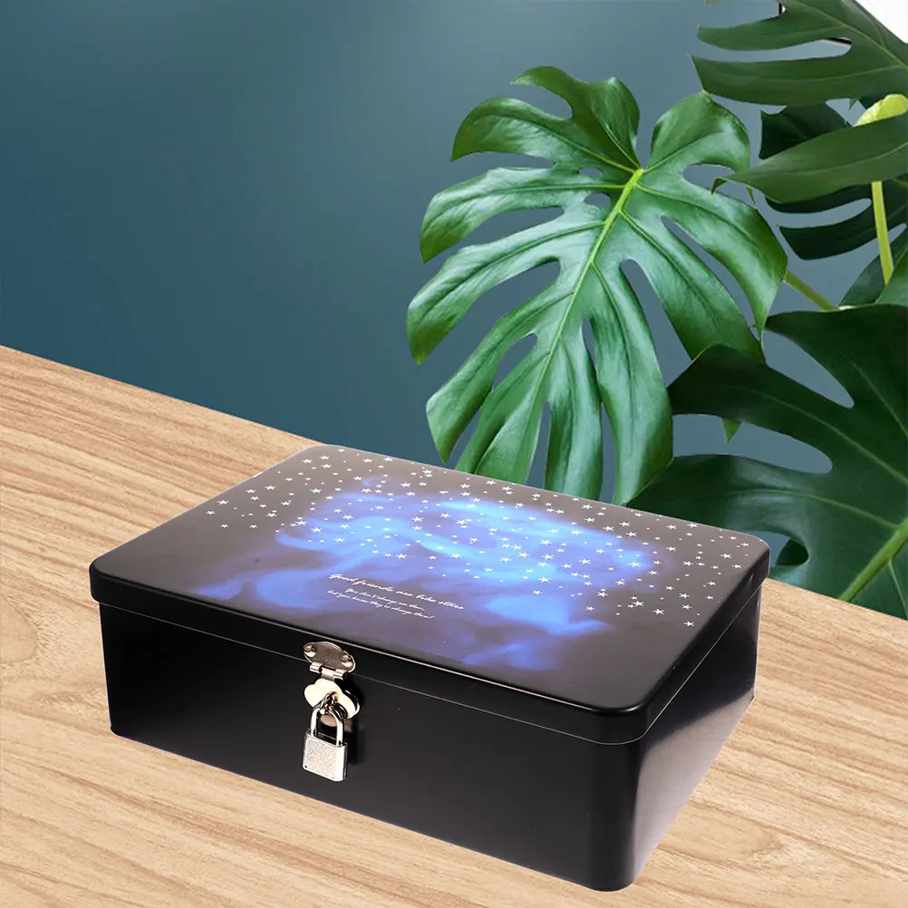 

Jewelry Storage Box Tinplate Containers Lockable Display Case for Earrings Necklace Gifts Kids Women Men Collector Compact