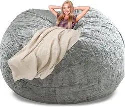 Chair Cover, Durable Comfortable Chair PV Fur Bean Bag Sofas Faux Fur Sofa Living Room Sofa Bed Large Bean Bag Chairs for Adults