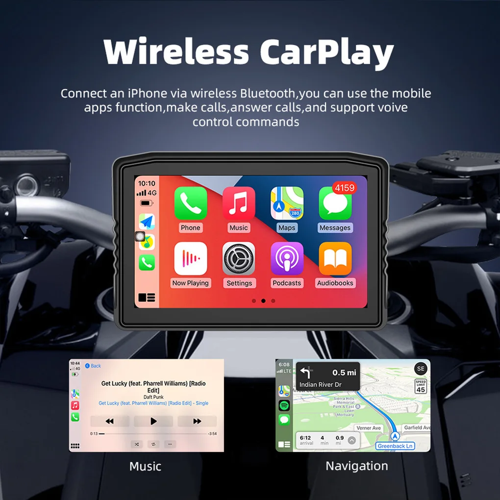 

6,25 "беспроводной CarPlay Moto Android Auto GPS мотоциклетная навигация портативная цифровая приборная панель противоугонный съемный экран