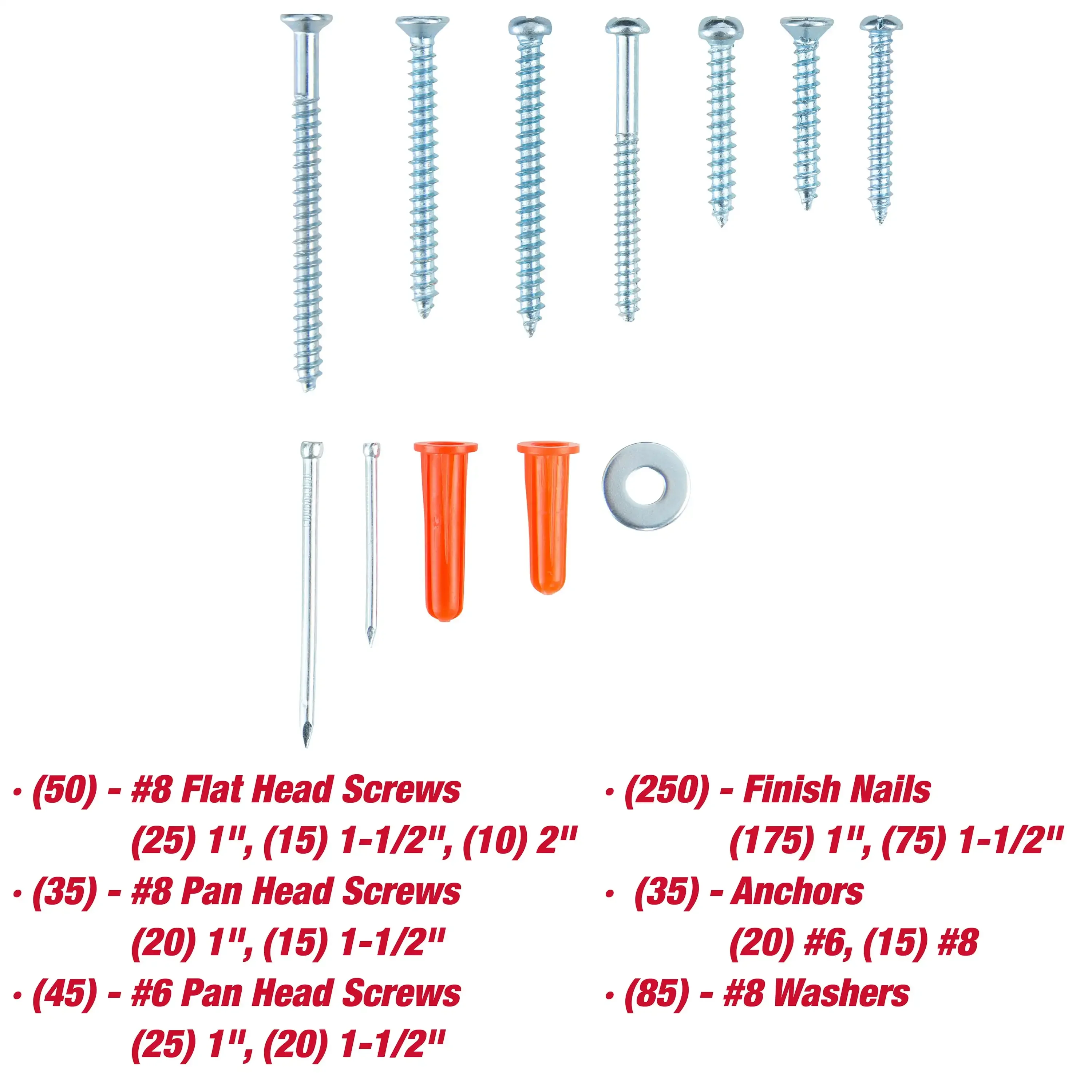 مجموعة متنوعة من المسمار والمرساة المصنوعة من الفولاذ المطلي بالزنك مكونة من 500 قطعة مع حافظة، 5532