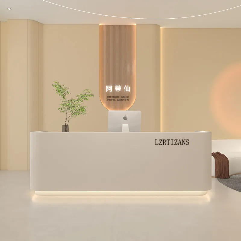 

Vintage Display Reception Desk Nordic Modern Reception Desk Luxury Storage Aesthetic Office Bancone Commercial Furniture