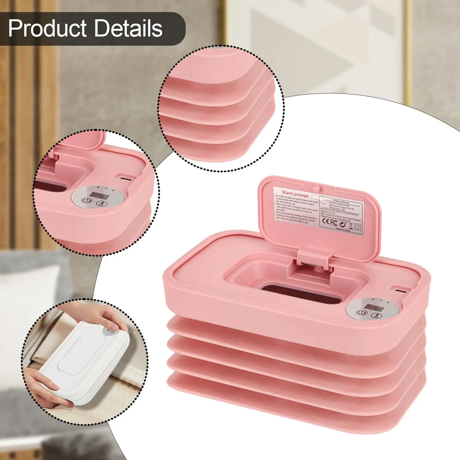 Wipe Warmer and Wet Wipes Dispenser Portable USB Wipes Warmer Heating 55/60/65°C Portable Wet Wipe Machine for Travel