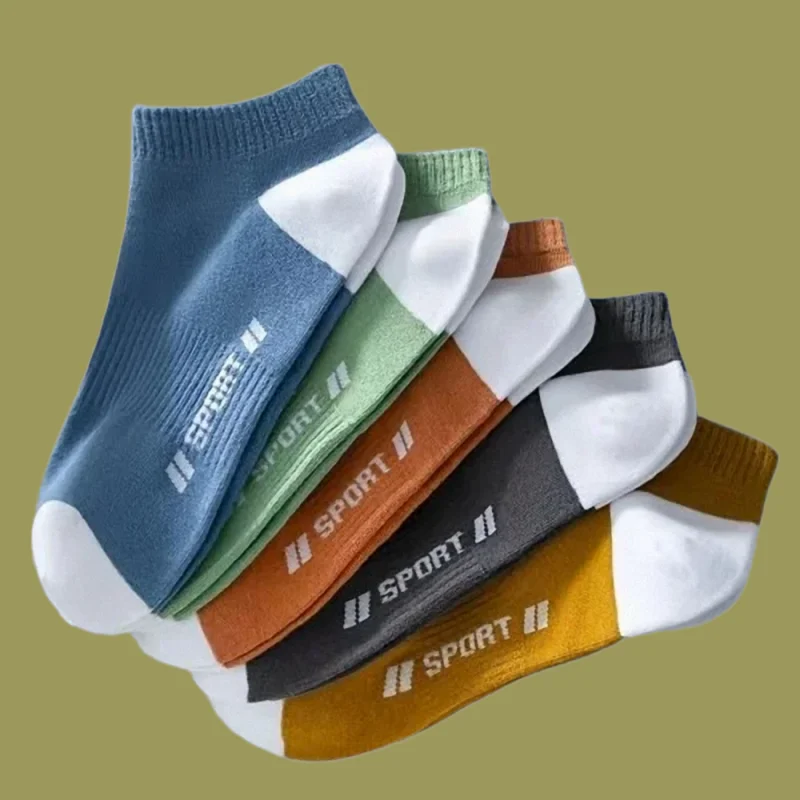 5/10 Pairs 2024 Sweat-Absorbent Breathable Sports Socks Ankle Male Thin Cotton Short Socks New Men's High Quality Boat Socks