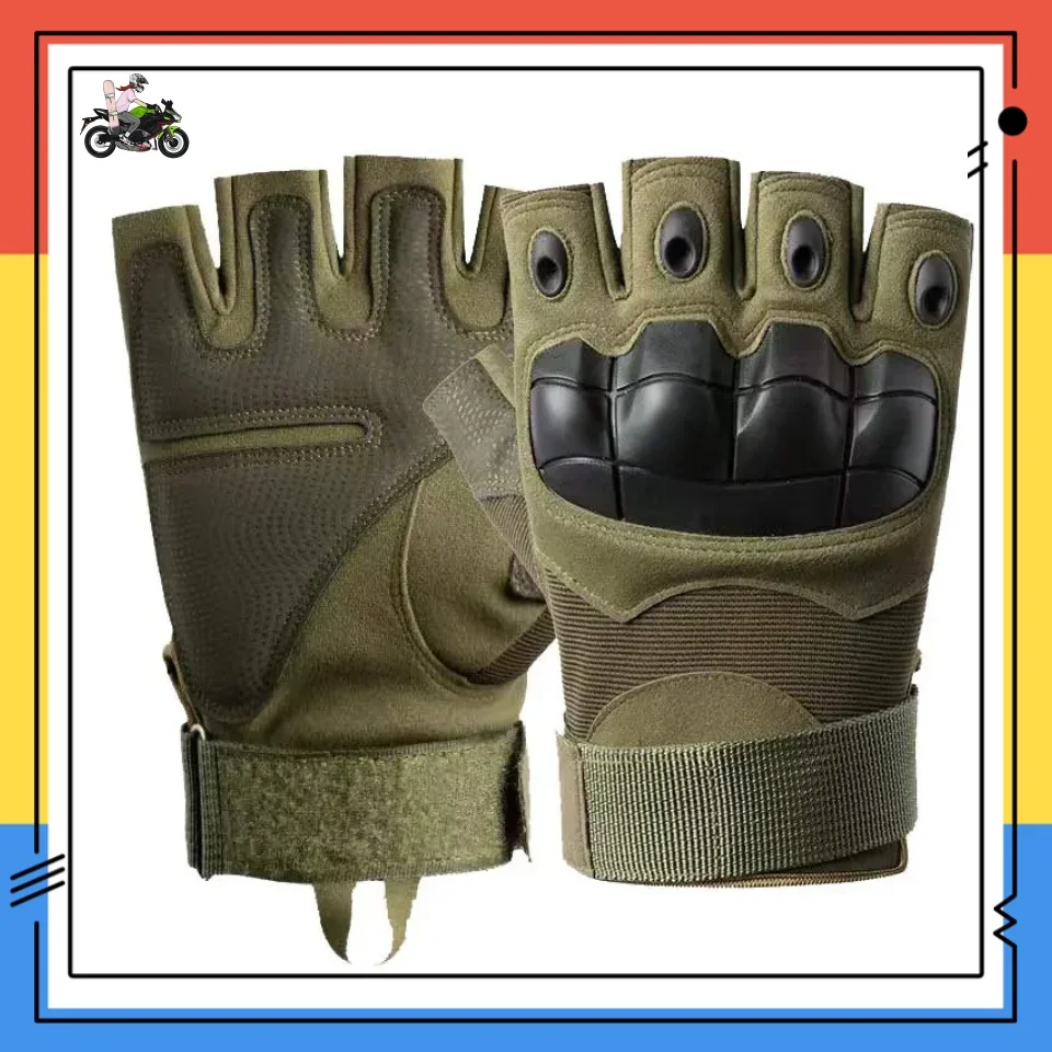 Men Motorcycle Gloves Half-Finger Touch Screen Breathable Anti-Slip Wear-Resistant Soft Shell Protective Military Fans Glove