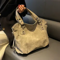 Duża pojemność damskie torebki na ramię Casual z zamszowego PU skórzane torebki damskie torebki duża torba Crossbody Sac A Main Femme Designer