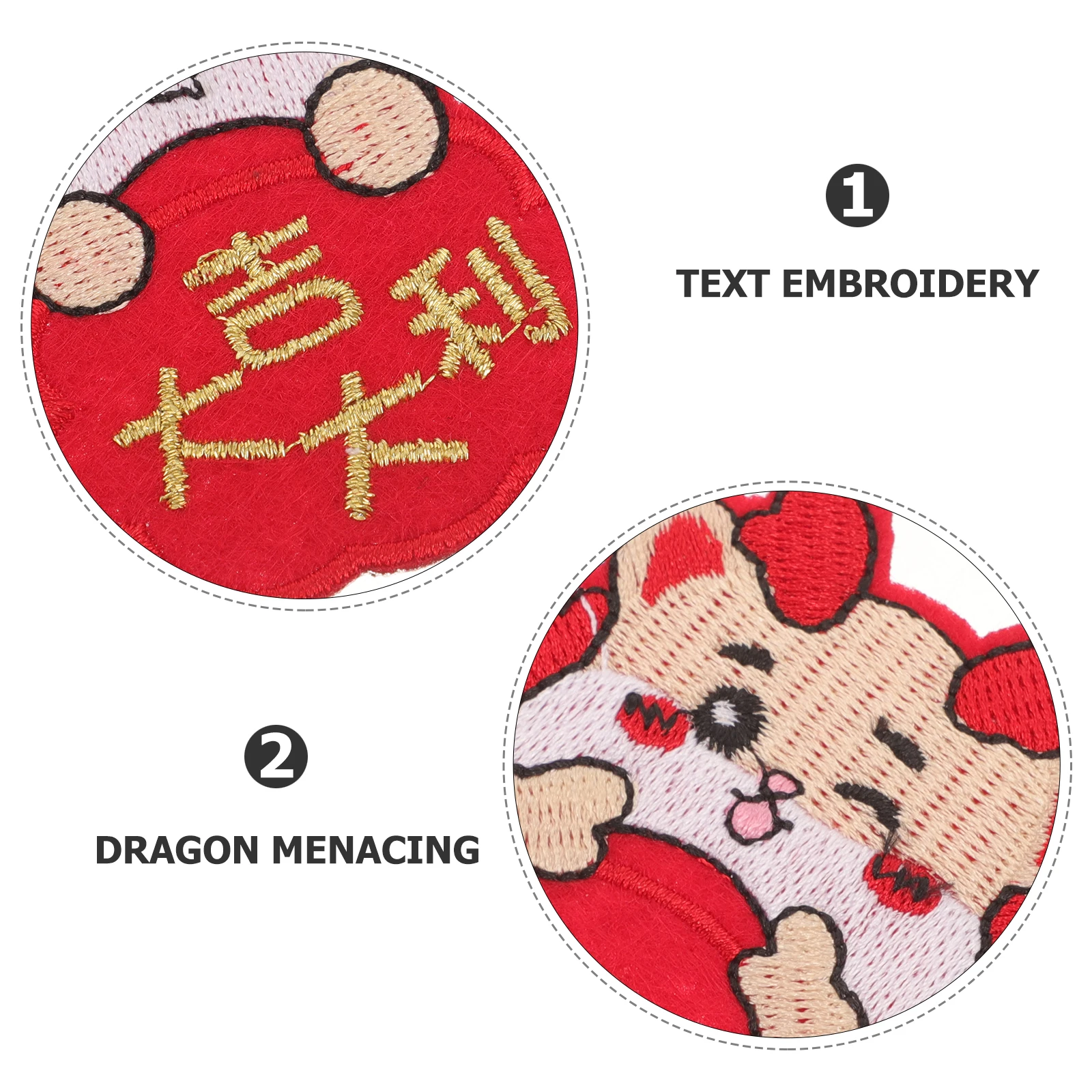 

5pcs Year of The Dragon Embroidery Stickers Red Decorative Fabric Sew On Patches Appliques DIY Hat Coat Decals Clothes Repair