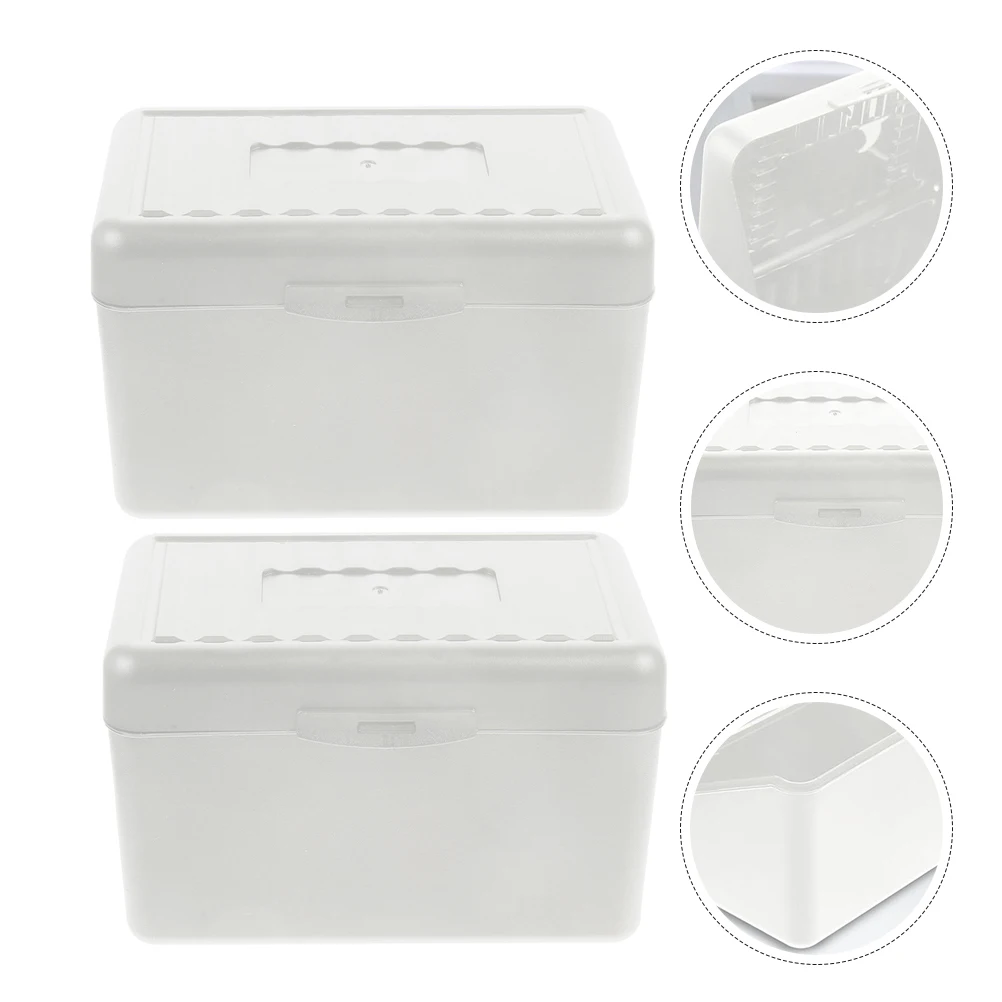 2pcs Notepad Box Business Holder Large Capacity Desktop Organizer For Office Index Card Storage Case Portable Card Box