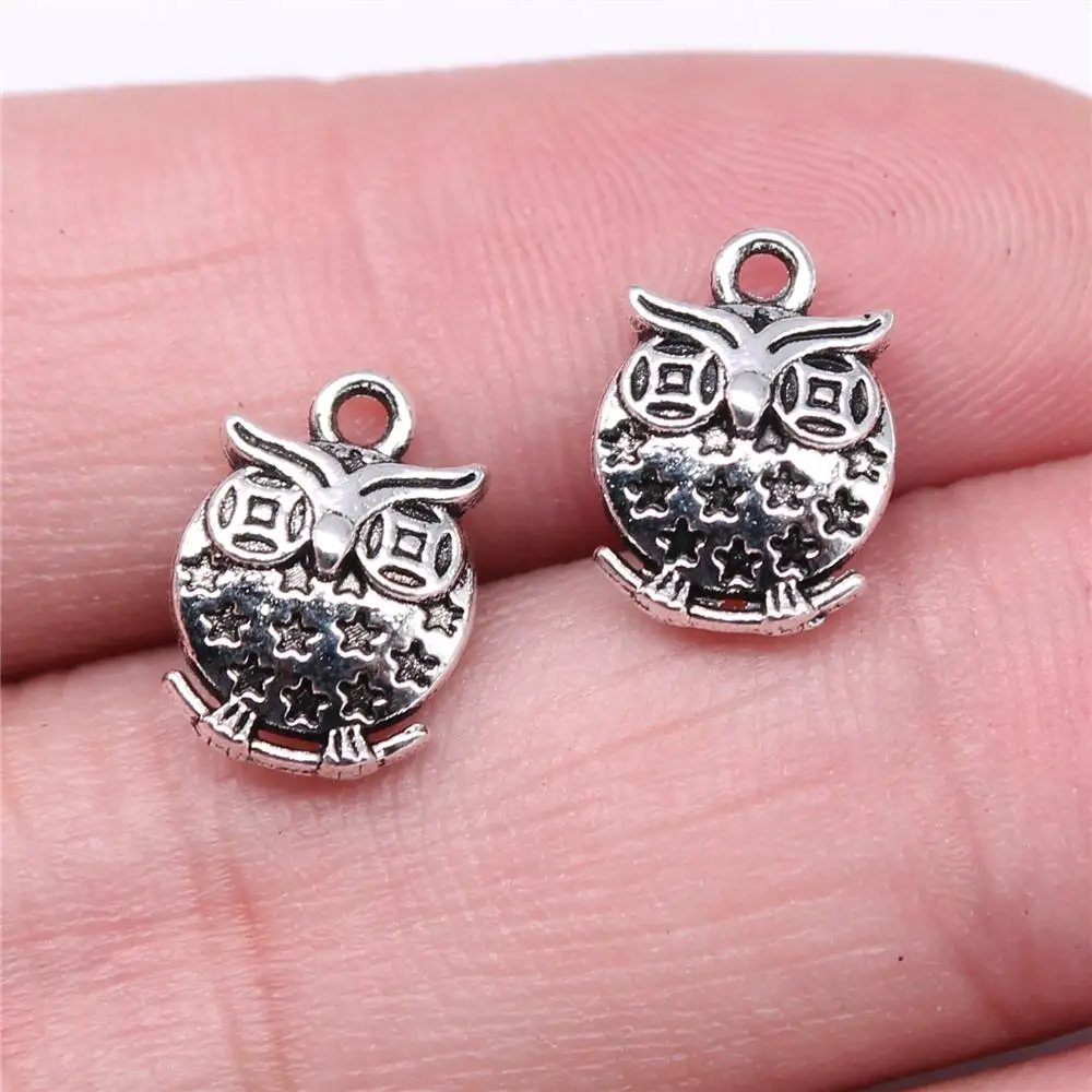 40pcs Charms 13x9mm Owl Charms For Jewelry Making DIY Jewelry Components Antique Silver Plated Alloy Charms Pendant