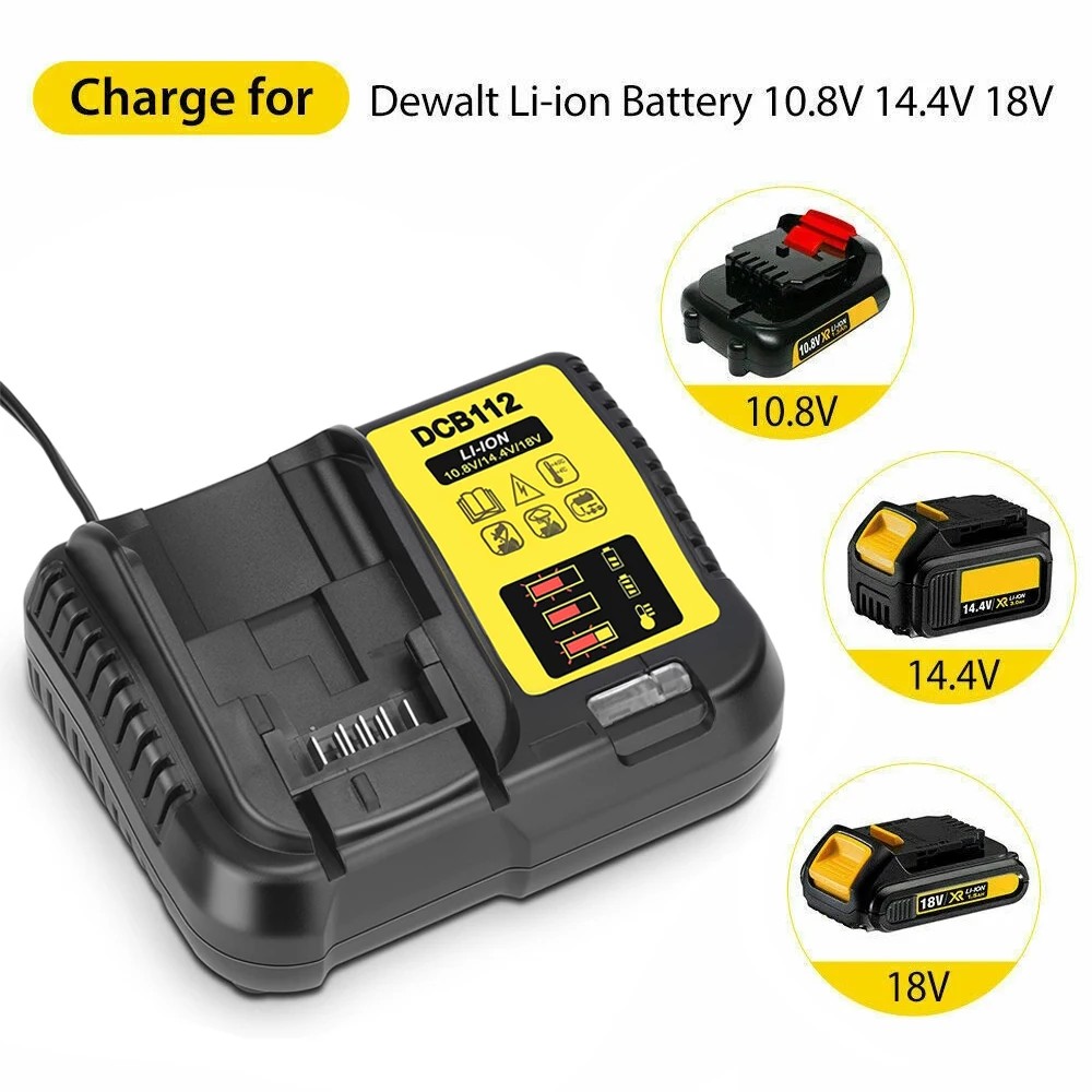 

DCB112 Li-Ion Battery Charger For Dewalt 10.8V 12V 14.4V 18V 20V DCB200 DCB101 DCB115 DCB107 DCB105 DCB140 DCB118 DCB102 DCB104