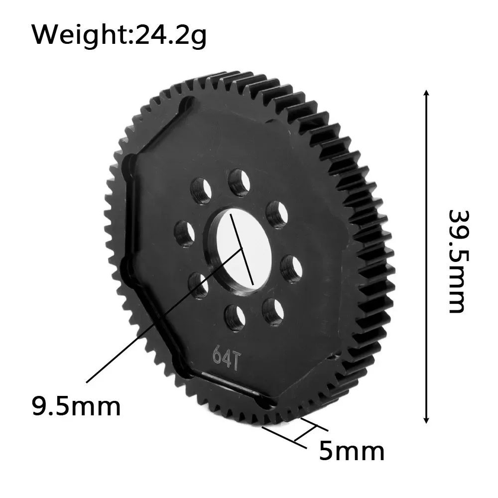 Metal 63T 64T 66T 68T 71T 54500 Spur Gear and Gear Mount High Speed Gear Set for Tamiya TT-02 TT02 1/10 RC Car Upgrade Parts