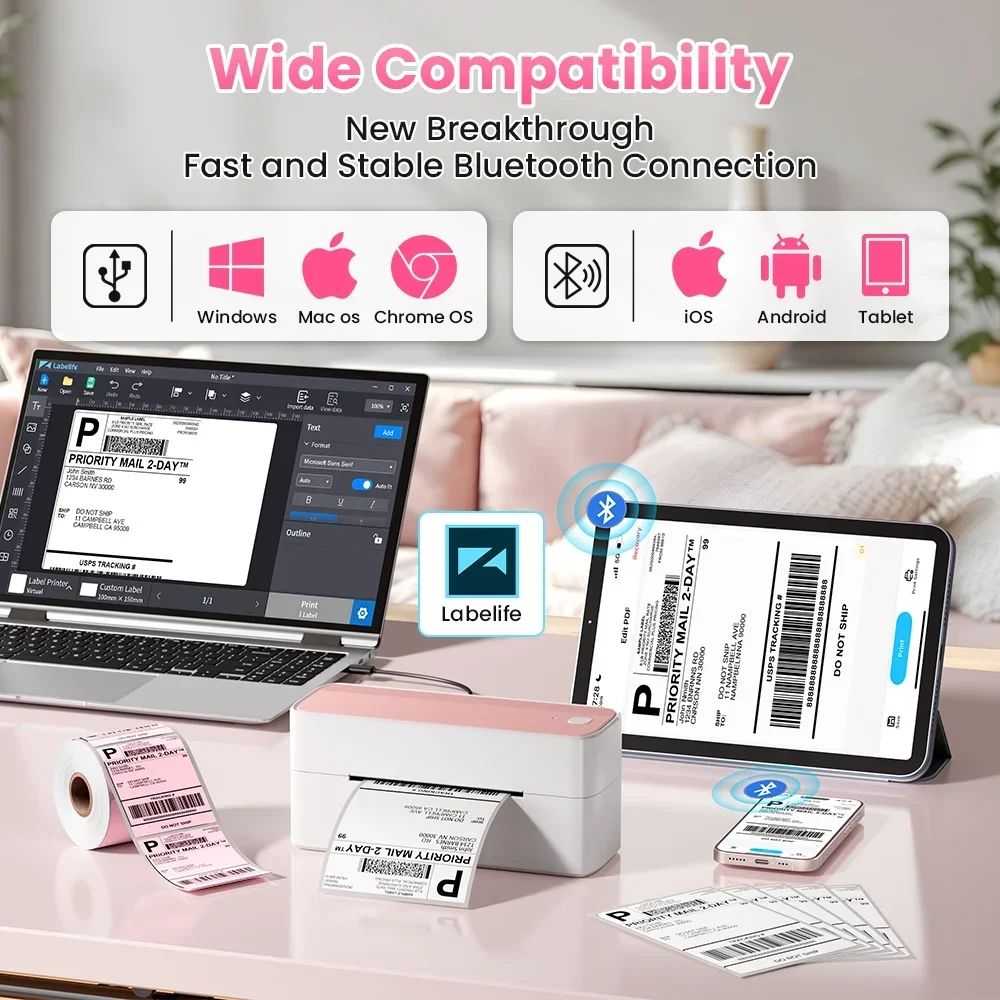 241 Bluetooth Thermal Label Printer Wireless Small Shipping Label Printer 4X6 Compatible with iPhone Android Mac Window 2025