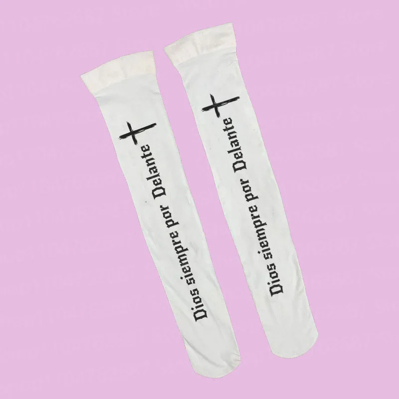 

Women's Stockings White Gothic print long socks Harajuku slim fit knee high socks Y2K cosplay cute socks Sexy accessories Street