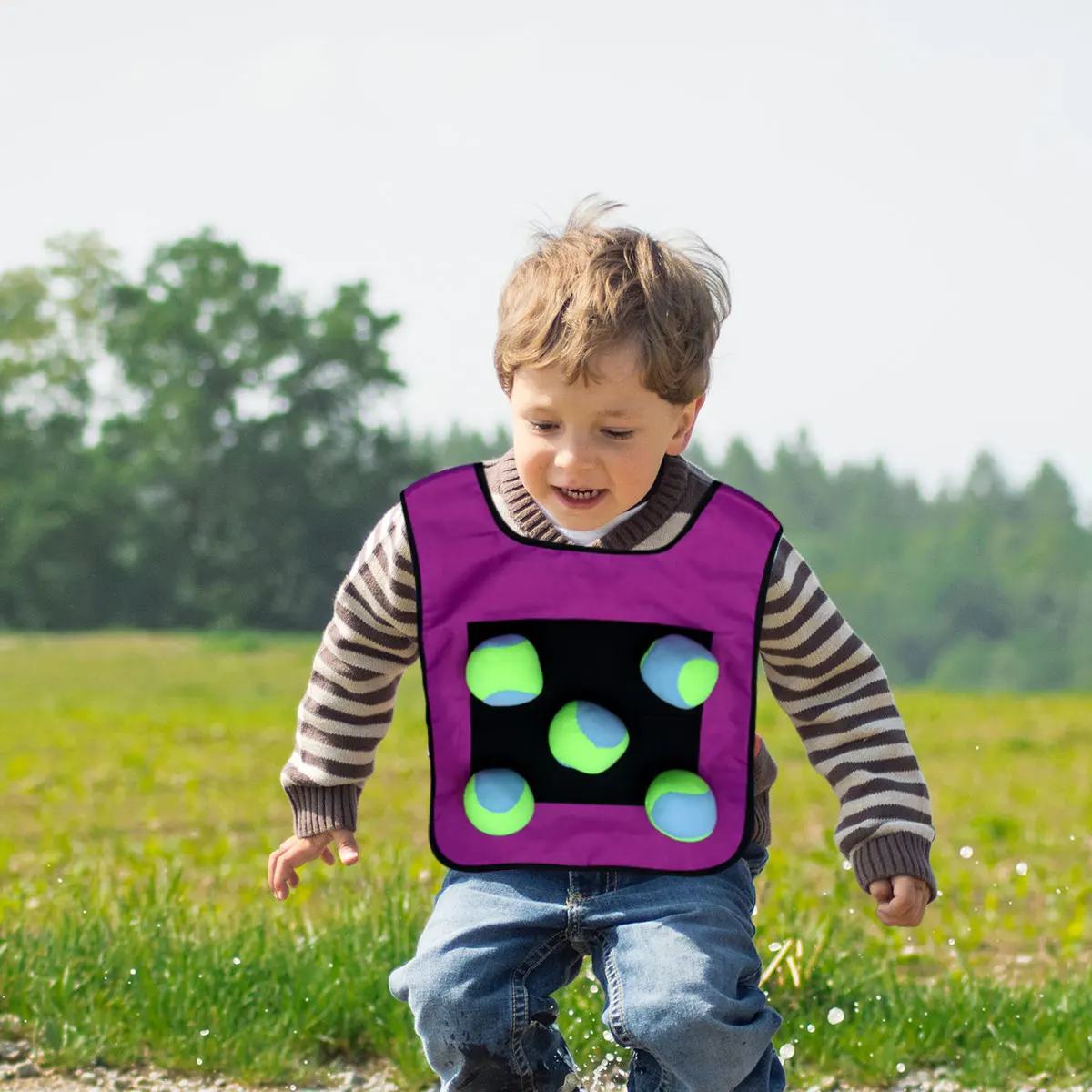 

10 pcs Sticky Ball Vest 10 Soft Balls Kids Polyester Self Stick Toss Catch Game Set Develop Skills Outdoor