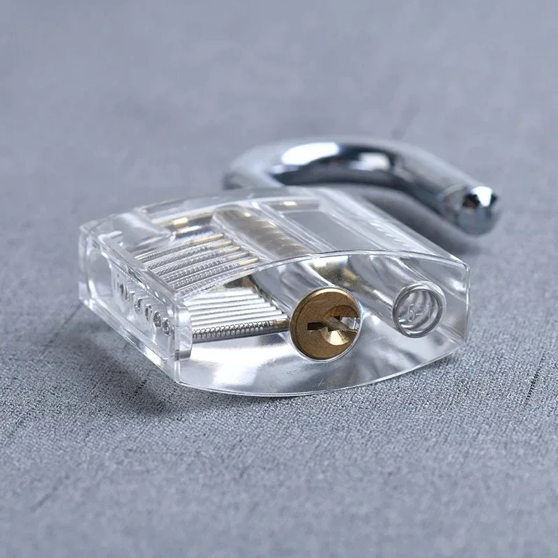 Transparent Practice Padlock with Keys 80x50mm DIY Visible Lock Pick Tools Cutaway Practice Padlock Training Locksmith Tool