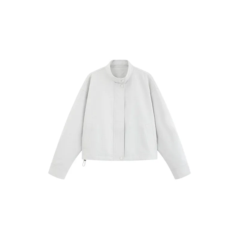 Minimalist Stand Collar Jacket Women Short Loose Fit Outerwear Japanese Retro Casual Bomber Coat Autumn Daily Chic Street Look