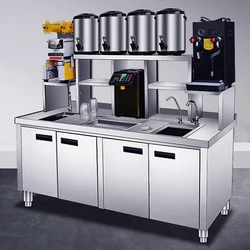 Customized Shelf Stainless Steel Refrigerating 1.5M Bubble Tea Counter Bubble Tea Equipment