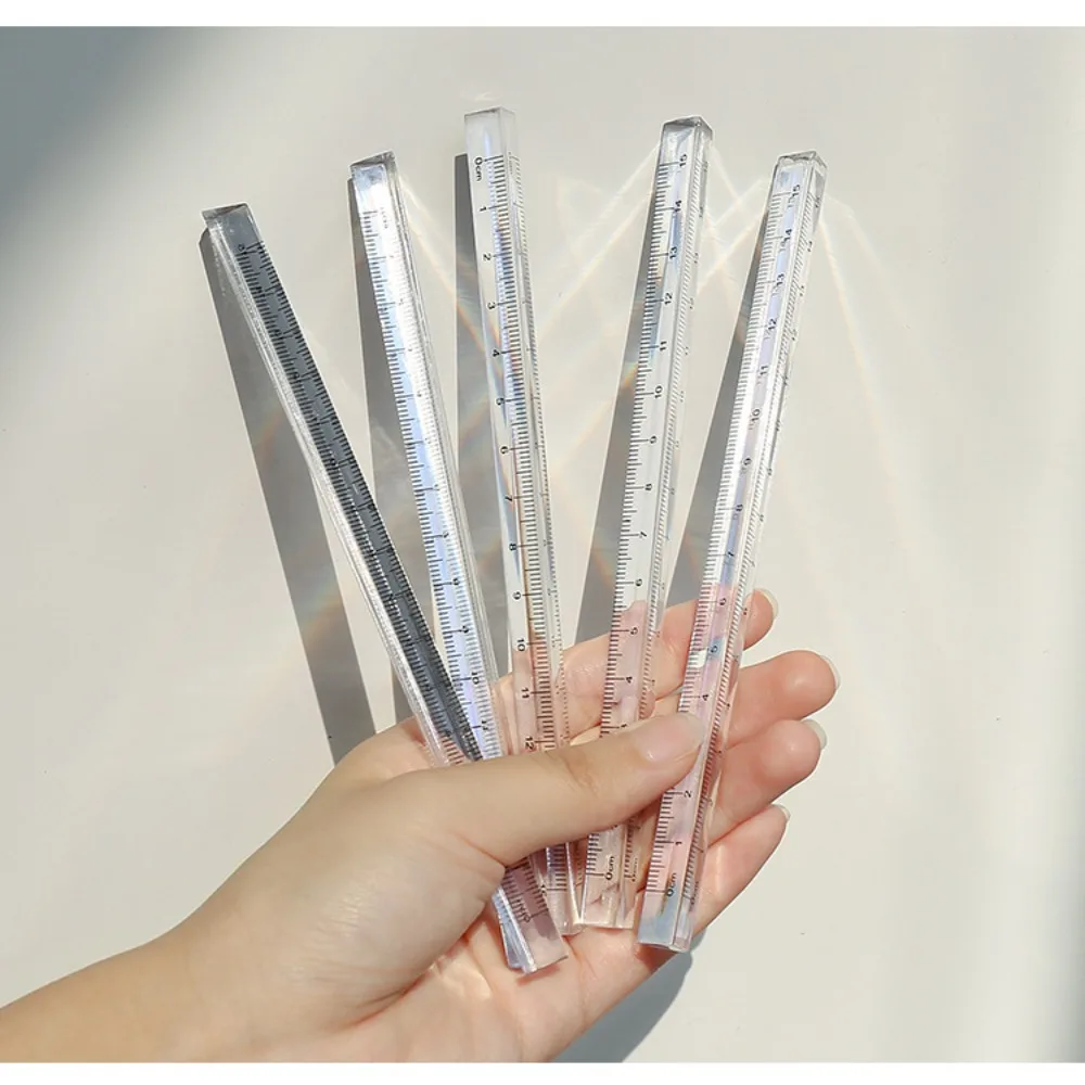 Plastic Transparent Triangle Ruler Clear Scale Non-toxic Stationery School Supplies Three Sided Solid Transparent