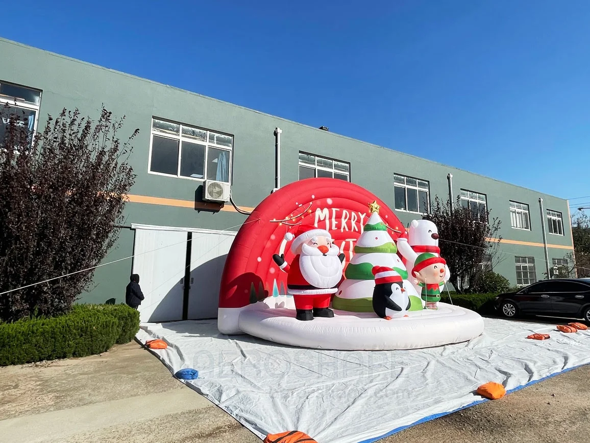 Hot Sale Customized Inflatable Christmas Decoration Outdoor Giant Inflatable Santa Claus with Reindeer Wall