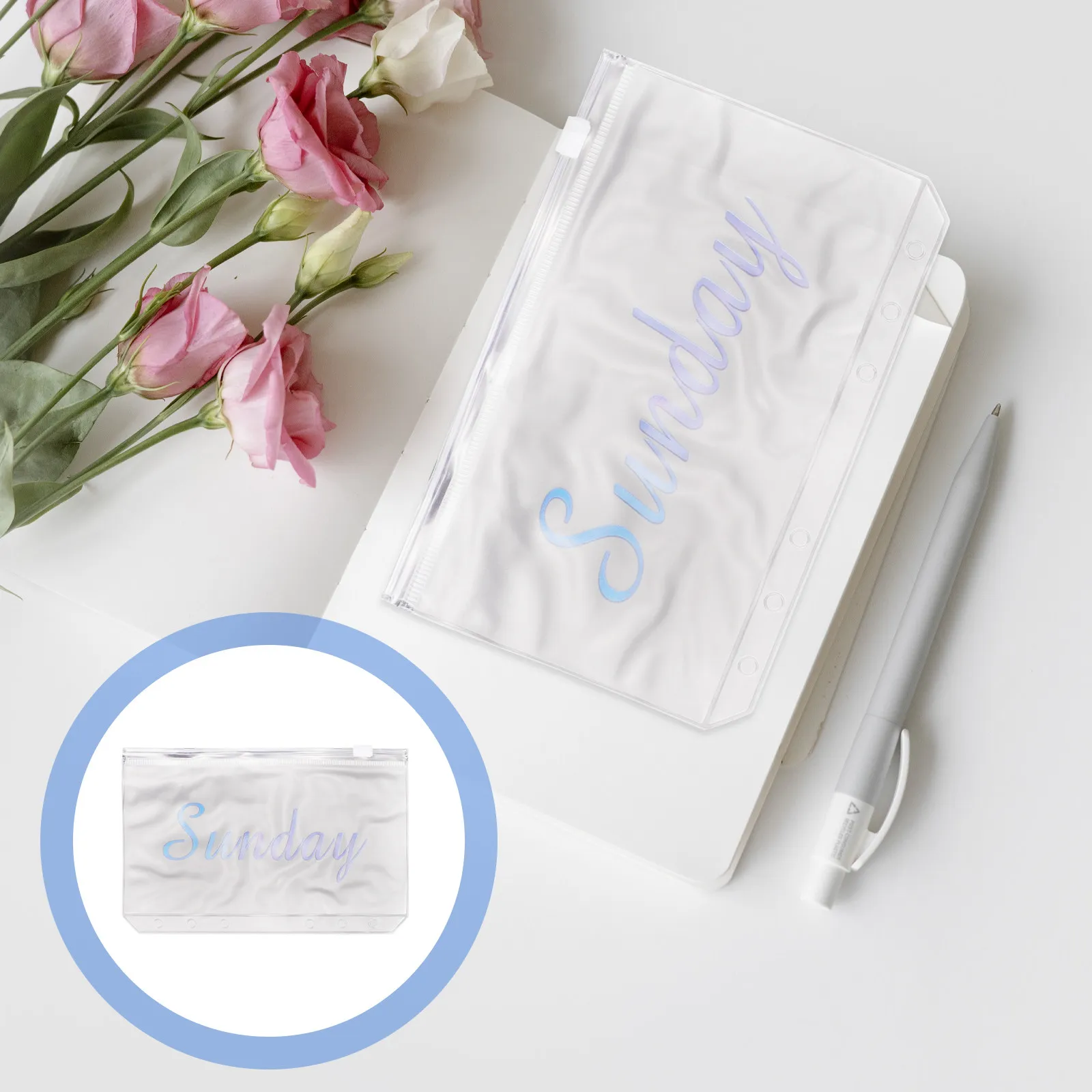 

14Pcs A6 PVC Clear Zipper Pouches Binder Dividers Loose Leaf Bags Storage Solution Week Money Saving Challenge Binder