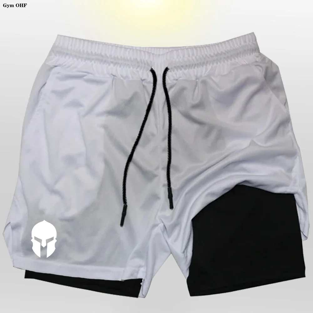 Professionelle Sportshorts für Herren, doppellagig, eng anliegend, hohe Elastizität, schnell trocknend, Schweißabsorption, atmungsaktiv – Detail 4