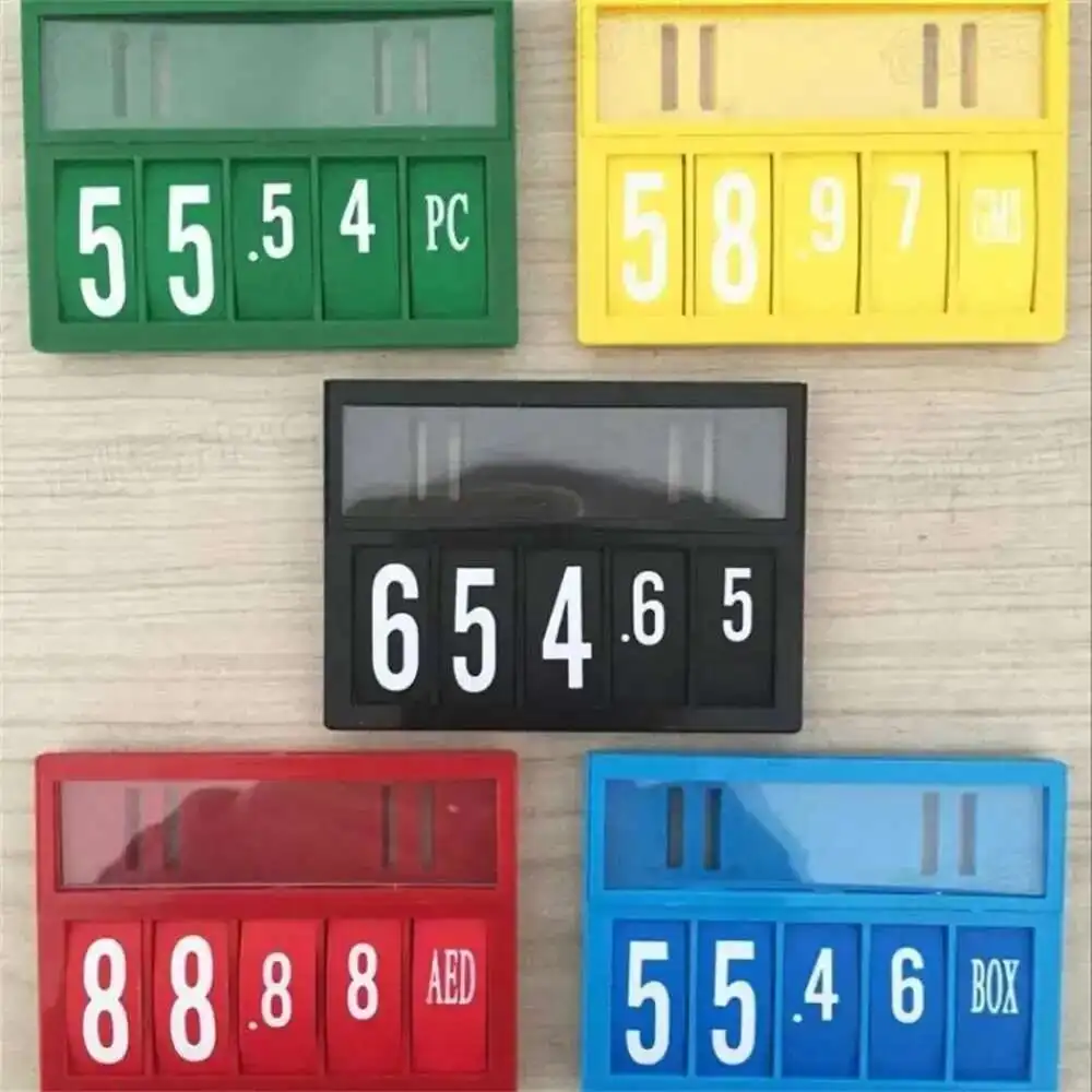 Red Black Supermarket Price Tag Number Unit Measure Sign Label Holder Stand Plastic Display Frame Hanging Hook Shelf Talker Rack